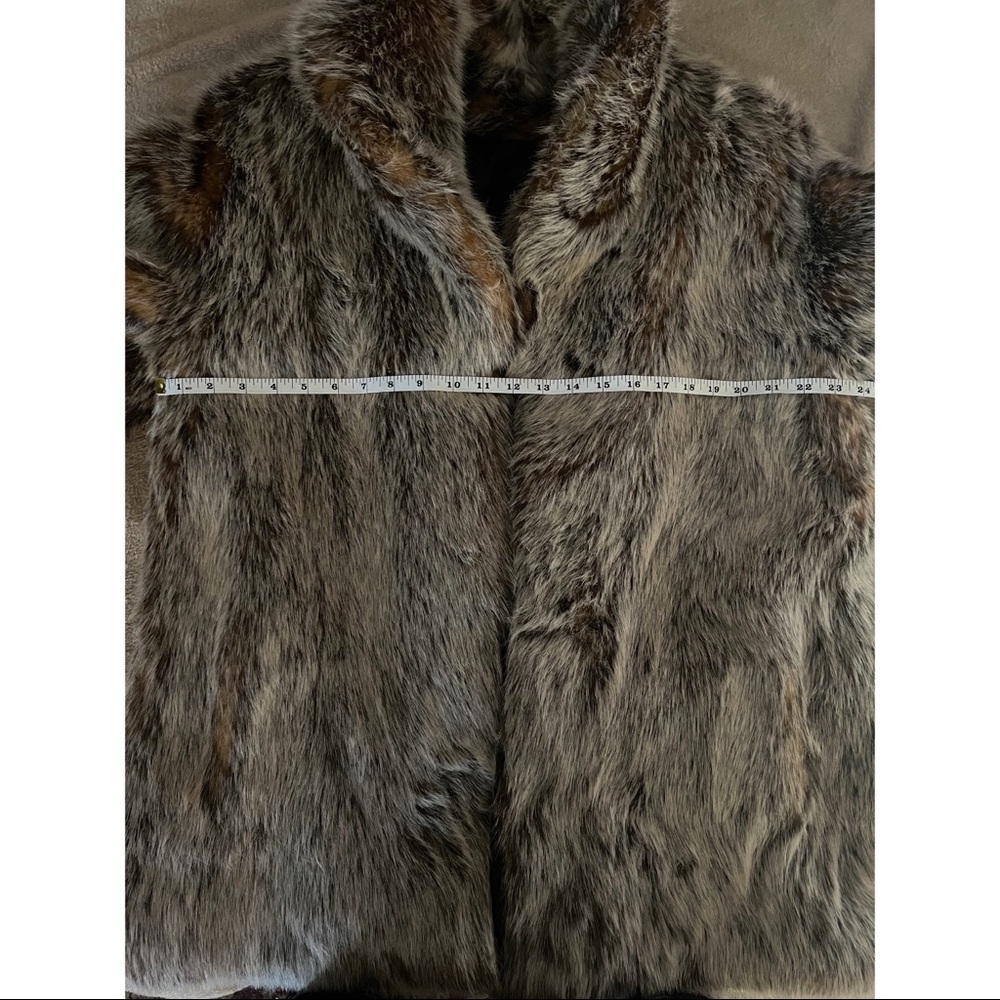 ‼️SOLD‼️Dennis Basso brown/grey faux fur coat sz small - Picture 4 of 5